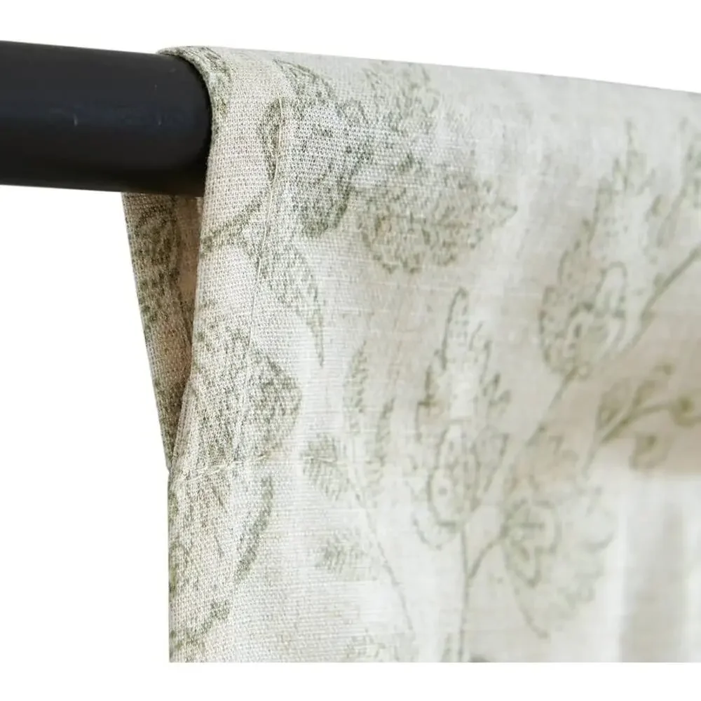 Linen Tie Up Valance Floral Printed Valance for Windows Adjustable 42” wide
